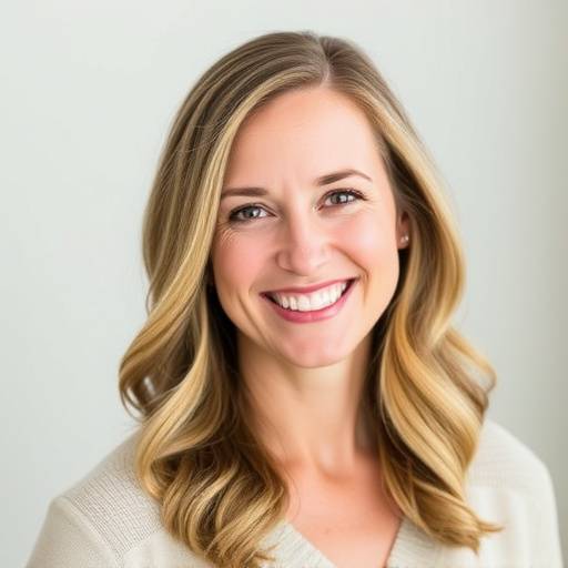Emily Carter, founder of Aurora Photography Studio, smiling in front of her camera.