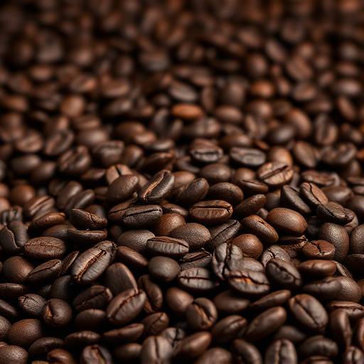 Studio shot of artisan-crafted coffee beans arranged in an elegant display, emphasizing their rich color and texture for a local coffee roaster in Redmond.